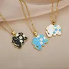 Pendant Necklaces Cute Black White Enamel Elephant Necklace Gold Silver Color Chain Link & For Women Jewelry GiftsPendant