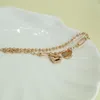 Charm Bracelets Double Layer Peach Heart Smooth Bead Gold Color Environmental Copper Chain Bracelet For Women Girls Trendy Sweet Jewelry Gif