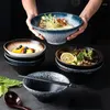 Bols créatif Style japonais Ramen nouilles bol grande salade en céramique plat de fruits soupe micro-ondes riz pâtes cuisine vaisselle