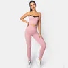 Aktywne zestawy Summer 2PC Ubrania sportowe Kobiety Square Neck Sport Bra Krzyż Leggingi Fitness Gym Odzież Atletyczna Joga