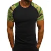 Hommes t-shirts mode décontracté mince Camouflage imprimé à manches courtes chemise haut chemisier vêtements pour hommes drôle # g4