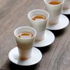 Xícaras pires de 1/2pcs Cerâmica branca Copa mestre xícara de chá de porcelana Conjunto de chá de viagem chinês pequeno com prato