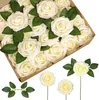 Couronnes De Fleurs Décoratives Artificielles 25 Pcs Faux Faux Roses Crème Parfait Pour Le Bricolage Bouquets De Mariage Centres De Table Douche Nuptiale Par