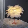 Table Lamps Nordic DIY LED Feather Lamp Home Wedding USB Battery Powered Night Light With Remote Control