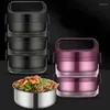 Set di stoviglie 2-3 strati a prova di perdite Student School Set di bento box in stile giapponese Contenitore da pranzo portatile in acciaio inossidabile termico da viaggio per bambini