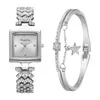 Armbandsur Små fyrkantig klocka med Diamond Women's Quartz Star Armband Combination Set Fashion Creative Relogiowristwatches