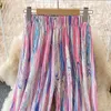 Women's Pants 2023 Summer Women's Elastic Waist Pleated Harem Casual High Loose Tie-dye Leggings Womens