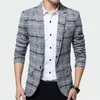 Herrdräkter blazrar 2023 Plaid Suit Jacket Spring Autumn Mens Male Casual Slim Fits Coat Brand Clothing Plus Size 5xl Blazer Masculino