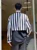 Mens Casual Shirts IEFB Stripe Short Lapel Long Sleeve Mens Shirt Korean Fashion 2023 Summer Temperament Luxury Single Breasted 9A3152 230114