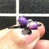 Anelli a grappolo 8x6mm Anello Sugilite viola naturale Gioielli in argento sterling per donna Donna Uomo Perline Fiore di cristallo Pietra regolabile