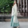 Stage Wear Aankomst Hanfu voor vrouwen groen borduurdans kostuum traditionele volksjurk Oriental Festival -outfit DC1846