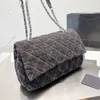 CC Bag Andra väskor 2023 5a Kvinnors quiltad klaffväska denim broderad designer shoppingväska diamant silver hårdvara kedja axel crossbody lyxiga damer stora c