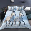 Beddengoed sets 3D diergedrukte dekbedoverdek set dominant galopperend paard zacht 2/3 stcs polyester quilt deksels met kussensloop