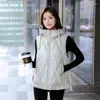 Women's Trench Coats Hooded Down Cotton Silk Waistcoat Women Short 2023 Autumn And Winter Fashion Shiny Korean Loose Jacket