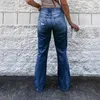 女性用の女性のジーンズは、女性のためのデニムプラスサイズのクラシックミッドウエストポケットストレートパンツズボンヴィンテージティーンガール