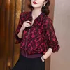 Women's Jackets Korean Summer Chiffon Print Jacket Women Long Sleeve Thin Sunscreen Coat Female Overcoat Bomber Red Baseball OutwearWomen's