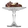 Tablice Europejskie przezroczyste szklane szklane deser taca ciasto talerze domowe wysokie ciasto owocowe z okładką stojak cn (pochodzenie)