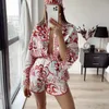 Moda de banho feminina 3 sets Totem Vintage Floral Print Shorts Shorts Sconse Casual Primavera Summer Setor de rua chique -40