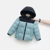 Luxo crianças casacos meninos para baixo casaco meninas designer roupas de inverno roupas de bebê com capuz fasion jaqueta grossa quente outwear brilhante vermelho azul 100-170