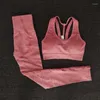 Conjuntos activos de Yoga sin costuras para mujer, ropa de gimnasio para mujer, mallas de cintura alta, traje de sujetador, ropa deportiva para entrenamiento