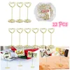 Decorazione per feste Golden Heart Shape PO HerSs Stands Card Card Clips Clips Tabella Numero Thought for Weddingsparty