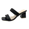 Tofflor Sommar Kvinnor Mules Design Casual Rom Sandalslider Mode Flätad Tjockklack Damskor Stor Storlek Hh653