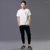 Men's T Shirts 2023 Summer Plum Blossom T-shirt Male Cotton And Linen Short Sleeve Chinese Style Retro Literature Plus Size D065