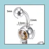 Navel Bell Button Rings Stainless Steel Belly Crystal Hypoallergenic Body Piercing Bars Jewlery For Womens Bikini Fashion Jewelry Otwbq