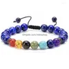 Bärade strängar naturliga vulkaniska stenstenar armband reiki 7 chakra helande pärlor armband svart lava stretch elefant mala budd dho9x