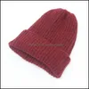 Beanie / Skull Caps Mujeres Sólido Punto Cálido Suave Sombreros de moda Simple Estilo coreano Mujer Acrílico Casual Elegante Allmatch Beanie Drop D Otfub