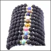 Arts et artisanat Pierre de lave noire naturelle Bracelet à breloques en croix turquoise Vaolcano Aromathérapie Diffuseur d'huile essentielle pour femmes Yoga Dhctw