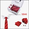 Neck Tie Set Fashion Men Ties Extra Long Size 146Cmx7.5Cm Neckties Red Blue Paisley Silk Jacquard Woven Necktie Suit Wedding Party D Otw7Z