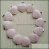 Arts et artisanat Charmes en pierre naturelle 25 mm en forme de cœur Rose Quartz Rose Pendentifs Chakras Gem Fit Boucles d'oreilles Collier Faisant Assortiment Dr Dhx6Z