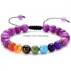 Bärade strängar naturliga vulkaniska stenstenar armband reiki 7 chakra helande pärlor armband svart lava stretch elefant mala budd dho9x