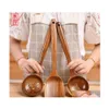 Spoons Wooden Ramen Soup Japanese Kitchen Spata Teakwood Frying Rice Seasoning Nonstick Pan Drop Delivery Home Garden Dining Bar Flat Dhiuh