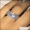 خواتم الزفاف وصول المجوهرات الفاخرة 925 الجنيه الاسترليني Sier FL Princess Cut White Topaz CZ Diamond Promise Bridal Ring for Women Gift 189 Dhmiy