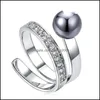 Kadınlar için Gri İnci ile Alyans Yaprak Modaya Düzenli Mücevher Anel Anillos Aneis Bagues Femme Beyan Mücevher Drop 3512 Q2 Teslim Dh9n5
