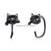 Boucles d'oreilles Wostu Real 925 Sterling Sier Black Gold Cat Mini Koala Dog Panda pour les femmes anniversaire anniversaire bijoux cadeau Drop Deliv Dhksx