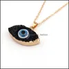 Arti e mestieri Simple Moon Evil Eye Druzy Drusy Collana con ciondolo Donna Resina fatta a mano Catene Clavicel Collane per donna Christma Dhoum