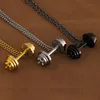 Pendant Necklaces Stainless Steel Dumbbell Necklace Gym Fitness Jewelry Barbell Plate Men Bodybuilding Assembly Weight DetachablePendant Ell