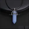 Arts And Crafts Luminous Stone Necklace Hexagonal Column Pendant Men Women Natural Chalcedony Choker Glow In Dark Jewelry Gift Drop Dhrft