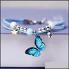 Charm Bracelets Individuality Cute Butterfly Drip Glaze Pendant Bracelet Handwowen Hand Made Bells Bangles For Women Girl Children D Otakt