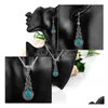 Dangle Chandelier Boho Turquoise Stone Drop Earrings Crown Flower Animal Vintage Sier Ear Hook For Women Fashion Jewelry Delivery Dhphs