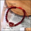 Perles Brins 6Mm Nature Pierre Agate Perles Bracelet Avec Carte De Remerciements Pour Les Femmes Réglable Résine Druzy À La Main Tressé Mode Juif Dh8Gi