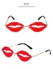 Okulary przeciwsłoneczne warga żeńska płomienie bez koloru czerwone okulary kobiety modne impreza tańca śmieszne okulary szklane samu22