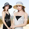 Large bord chapeaux été plage femmes paille solide mode ceinture réglable soleil doux décontracté ajusté 69055Wide Davi22