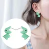 Stud Earrings 1 Pair Fashion Soft Pottery Dinosaur Cute Green Fine Jewelry For Women Child Girls Gift