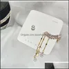 Dangle Chandelier Korean Fashion Jewelry Zircon Simation Pearl Asymmetric Star Tassel Long Earrings For Women Wholesale Drop Delive Otxcp