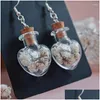 Dangle Chandelier Earrings Soft Bloom Variant Gypsophila Dried Flowers Heart Glass Bottle Charm Gift For Her Drop Delivery Jewelry Dhjad