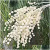 Fleurs Décoratives Couronnes En Plastique Flocage Trijumeau Plante Artificielle Décoration De Fête De Mariage Simation 115Cm Blanc Rose Drop De Dhldz